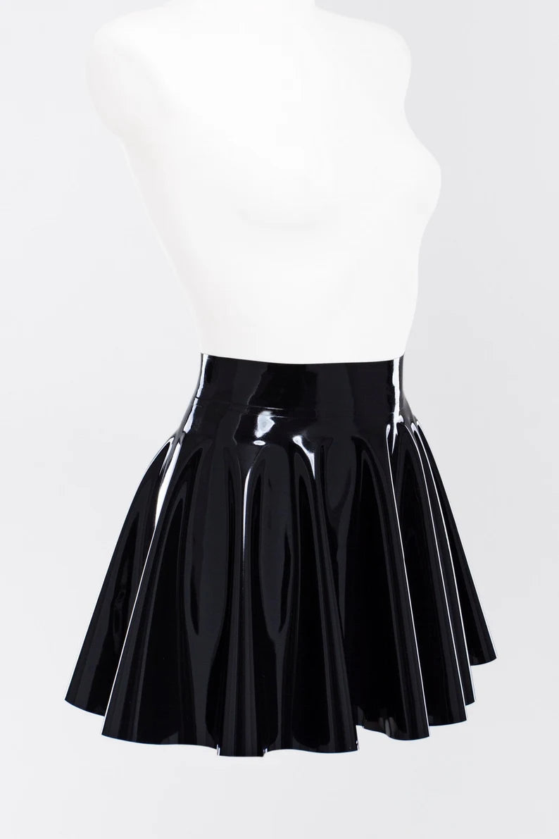 Latex Fit And Flare Skirt