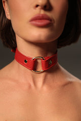 Red Choker with Ring
