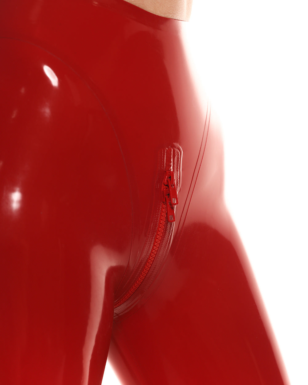 Leggings taille haute rouge holographique en cuir PU brillant 