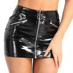 Low Rise Patent Leather Mini Skirt