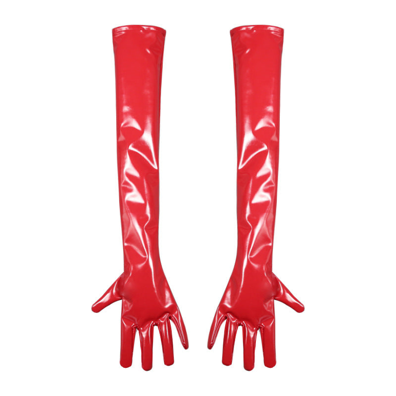 PU Leather Arm Long Fingered Gloves