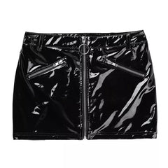Low Rise Patent Leather Mini Skirt